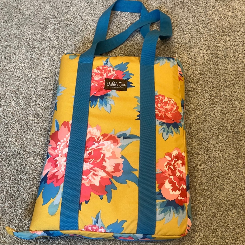 Matilda Jane Beach Bum Foldable Picnic Blanket Tote Bag Yellow Turquoise Travel